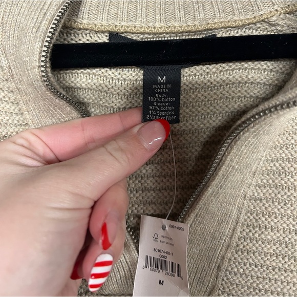 Banana Republic Ribbed Half-Zip Knit Pullover Sweater NWT Retired Style Tan - Picture 4 of 6